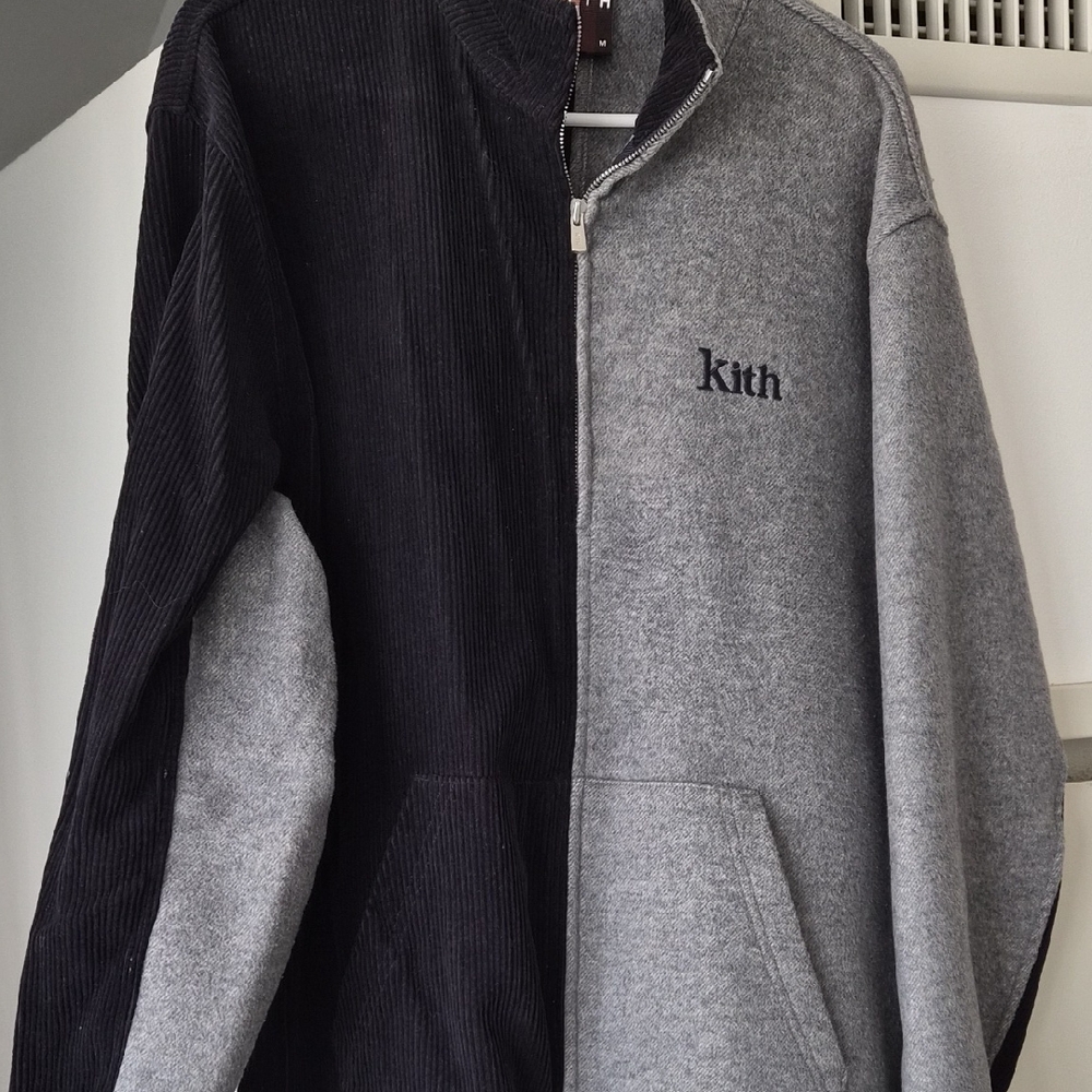 Kith Men's Two-Tone Black and Gray Zip-Up Sweater